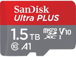  SANDISK Ultra PLUS microSDHC UHS-I mit Adapter, Micro-SDXC Speicherkarte, 1,5 TB, 160 MB/s 