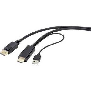Renkforce HDMI Anschlusskabel 1.00 m RF-4600634 DisplayPort 1.2 Black [1x HDMI-Stecker - 1x DisplayPort Stecker] 
