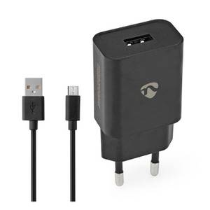 Nedis Netzladegerät 12 W 1x 2.1 A A - Anzahl der Ausgänge: 1, USB-A, Micro USB (Lose) Kabel, Single Voltage Output, schwarz 