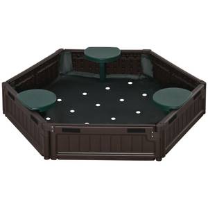 Outsunny Sandkasten mit anpassbarer Form und 3 Sitzplätzen schwarz, grün Ø120 x 21Hcm 