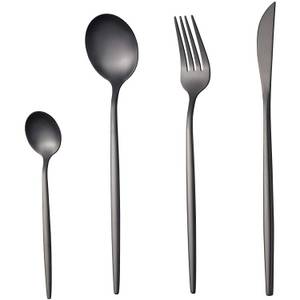 zggzerg Bestecklöffel »Bestecklöffel »Edelstahl Besteck Für 6 Personen, Dünn Griff 24 Pcs Messer Gabel Löffel spülmaschinenfest Flatware Set.«, Rostfreier Stahl 