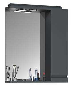 Vcm Badspiegel Wandspiegel Breite 60 cm Hängespiegel Spiegelschrank Badezimmer Drehtür grifflos Beleuchtung Silora L 