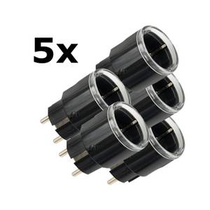 Shelly 5x  Plug S Gen3 Matter schwarz Bundle - kleiner smarter Stecker mit Bluetooth-Konnektivität und Leistungsmessung 