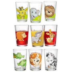 Ritzenhoff & Breker Kinderbecher Dschungel/Wald/Zoo Kindergläser 205 ml 9er Set, Glas 