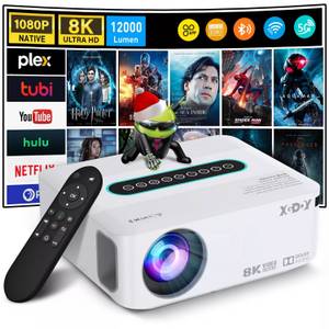 XGODY X1 Pro UHD-Beamer (15000:1, 1920x1080 px, LED-Beamer, Android Projektor, 5G WiFi, Projektionsgröße 35-200 Zoll) 