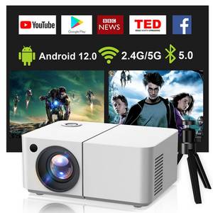 XGODY Android 12.0 LCD-Beamer (12000 lm, 9000:1, 1920 x 1080 px, Tragbarer 1080P Projektor mit Stativ,Full HD Heimkino Erlebnis Beamer) 
