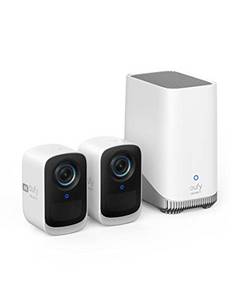  eufy Security eufyCam S300 3C, Überwachungskamera aussen, 4K kabellose Überwachungskamera mit Gesichtserkennung und K.I, Farbige Nachtsicht, Erweiterbarer Speicher auf 16TB, Überwachungskamera Set 2+1 