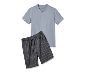 Tchibo - Shorty-Pyjama mit gewebter Hose - Herren - Gr. S - dunkelgrau/kariert 