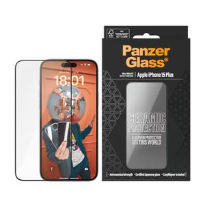 Panzerglass Displayschutzglas »Ultra-Wide Fit Ceramic Protection Screen Protector«, für Apple iPhone 15 Plus, (1 St.), Displayschutzfolie, Schutzfolie, Bildschirmschutz, kratz- & stoßfest 