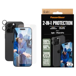CARE by PanzerGlass Displayschutzglas »2-in-1 Protection, Glass, Lens Protector«, für Apple iPhone 16 Pro, Displayschutzfolie, Schutzfolie, Bildschirmschutz, kratz- & stoßfest 