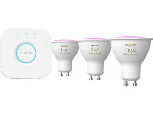  PHILIPS White & Col. Amb. GU10 Dreierpack inkl. Bridge 3 x 400lm Starterset Weiß und Farbe 