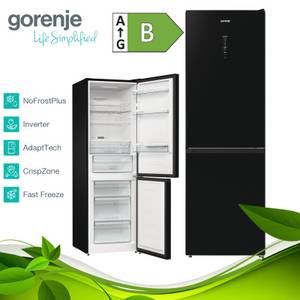 Gorenje Kühl Gefrierkombination NoFrost Plus freistehend Kühlschrank Schwarz LED