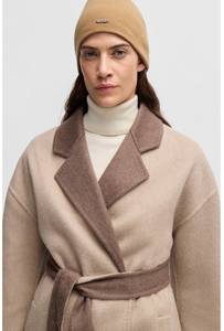 Hugo Boss Mütze aus Wolle und Kaschmir mit Logo-Besatz - Style Lari_hat 50524276 Hellbraun ONESI Strickmütze