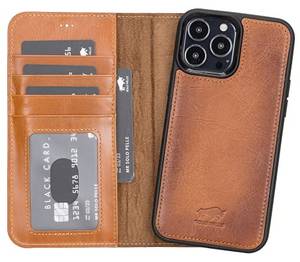  Solo Pelle Lederhülle kompatibel für iPhone 13 Pro Max in 6.7 Zoll abnehmbare Hülle (2in1) inkl. Kartenfächer für das original Apple iPhone 13 Pro Max (Cognac Braun) 