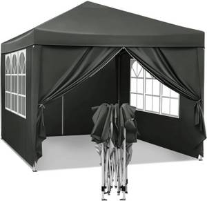 Woltu Gmbh Woltu Faltpavillon mit Seitenwänden Oxford 3x3 m Grau Faltpavillon