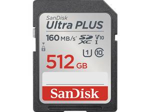  SANDISK Ultra® PLUS SDXC™-UHS-I-Karte, SDXC Speicherkarte, 512 GB, 160 MB/s 