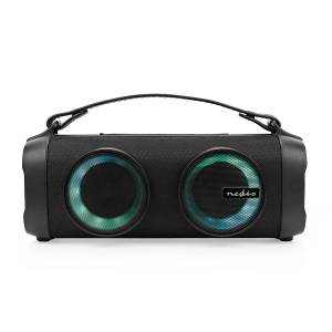 Nedis Bluetooth® Party Boombox | 5 Std | 2.0 | 24 W | Schwarz - Medienwiedergabe: AUX / USB | Verknüpfbar | Tragegriff | Partylicht 