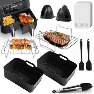 BlingBin Küchenmaschinen Zubehör-Set Heißluftfritteuse Zubehör Airfryer Zubehör für Ninja Foodi 7.6L-9.5L, Zubehör für Ninja Foodi Air Fryers AF400EU, AF451EU, AF500EU, AF300 EU, AF451EU, Tower T17088 usw., Wiederverwendbares Zubehör für Heißluftfritteuse 
