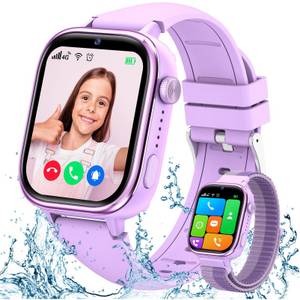 Sanorum 4G Smartwatch für Kinder mit GPS-Tracker und Video Telefonfunktionen Smartwatch (4,64 cm/1,83 Zoll, Full-HD-Touchscreen) mit Zwei-Wege-Anrufe, SOS, SIM-Telefon Uhr, mit Musik, Kamera, Wecker, Puzzle-Spiele,lP68 Wasserdicht, für 4–16 Jungen und Mäd 