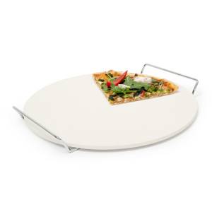 Relaxdays Pizzastein »Runder Pizzastein mit Halter«, Cordierit 