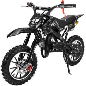 Actionbikes Motors Kinder-Crossbike Delta, Benzin-Kindermotorrad, 49 ccm, bis zu 40 km/h, Scheibenbremsen, ab 5 Jahren (Schwarz) 