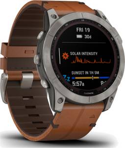 Garmin fēnix® 7X Sapphire Solar Slate grey Titanium with brown band Android Smartwatch