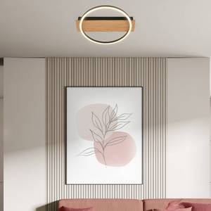 Briloner LED-Deckenleuchte Kada, Ø 30 cm, Holz, Metall, schwarz 