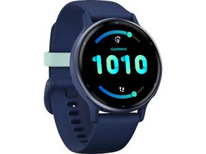  GARMIN VIVOACTIVE® 5 MUSIC Smartwatch faserverstärktes Polymer Silikon, 20mm, Kapitänsblau/Blau Metallic 