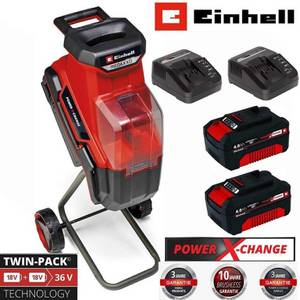 Einhell Messerhäcksler REDAXXO 36/25 2 x Akku 4.0 Ah 18V und 2 x Ladegerät Messerhäcksler