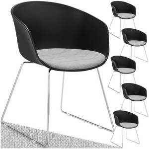 Tectake ® Kunststoff-Armlehnstuhl, Kunststoffschale, gepolstert, schlanke Stahlbeine, 59,5 x 56 x 80,5 cm 