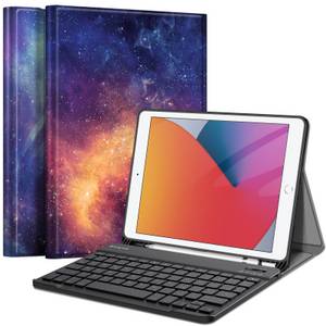 Fintie Tablet-Hülle »Tastatur Hülle für iPad 10.2 Zoll (9/ 8/ 7 Generation - 2021/2020/2019), Soft TPU Rückseite Gehäuse Schutzhülle mit Pencil Halter, magnetisch Abnehmbarer Tastatur mit QWERTZ Layout« 