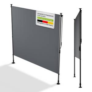 Juskys Senkrechtmarkise Barbados 200x310 cm - Sonnenschutz höhenverstellbar, ohne Bohren - Grau 