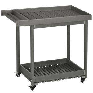 Outsunny Servierwagen mit Handtuchhalter grau 87L x 50B x 80H cm 