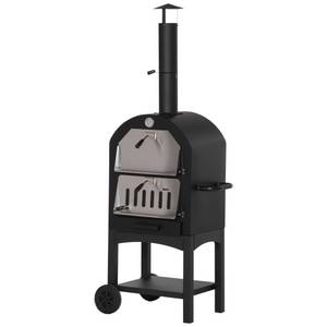 Outsunny Pizzaofen Grillofen mit Schutzhülle Pizzaschaufel 2 Grillnetzen 