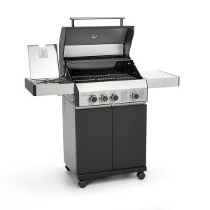 Taino Gasgrill » BLACK 3+1 + Drehspieß-Set Gasgrill mit Seitenbrenner Gasgrill 3 Brenner Matt Schwarz«, Set, 1x Gasgrill, 1x Drehspieß, BxTxH: ca. 128 x 55 x 114 cm 