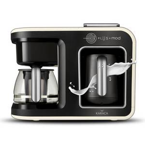 Karaca Espressomaschine  Hatır Plus Mod 5 in 1, 750 ml Tee/Filterkaffee & Turkischen Kaffeemaschine Creme, für Kaffee, Tee, Milchheizung, Milchgetränk und türkischer Kaffee, 1385W, 5+5 Tassen 