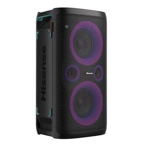 Hisense Party Rocker One Plus Lautsprecher (Bluetooth, Kabelloses Aufladen furs Telefon, Oberfläche wasserdicht: IPX04) 