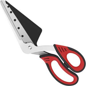 LuxusKollektion Pizzaschere Pizzaschere Pizzaspachtel Edelstahlklingen Griff 27 cm Rot und Schwarz 