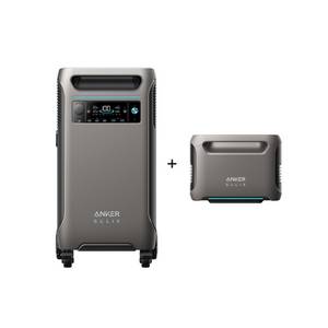 Anker SOLIX Set - mit F3800 Powerstation (3840 Wh) + BP3800 Erweiterungsakku (3840 Wh) (0% MwSt. für PV) (+GRATIS Hombli Lichterkette) 