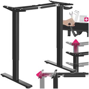 Tectake ® Tischgestell , stufenlos höhenverstellbar mit Handkurbel, breitenverstellbar, 84 - 129 x 60 x 71 - 121 cm 