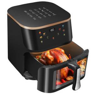 Oyajia Heißluftfritteuse Heißluftfritteuse mit Sichtfenster 6 - 9L, Airfryer Frittieren ohne Öl, 1800,00 W 