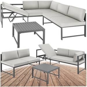 Tectake ® Sitzgruppe, aus Aluminium, 6-fach verstellbare Rückenlehne, bodenschonende Kunststofffüße 