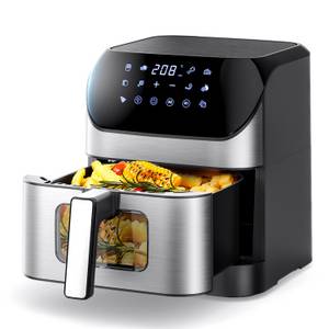 Oyajia Heißluftfritteuse Heißluftfritteuse XXL 6L 8L 10L Airfryer mit Sichtfenster, 1400W-2400W, Touchscreen, Smart und Timer-Funktion, Gesunde Friteuse ohne Öl 
