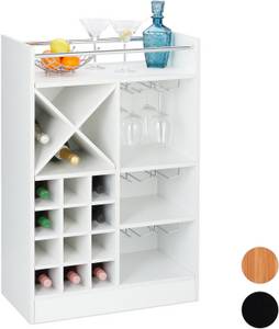 Relaxdays Weinregal mit Glashalter, 22 Flaschen, freistehend, Wein und Sekt, Hausbar HxBxT: 96 x 63 x 35 cm, weiß Weinflaschenregal