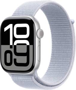 Apple Watch Series 10 GPS 46mm Aluminium Silber Sport Loop Blaue Wolke iOS Smartwatch