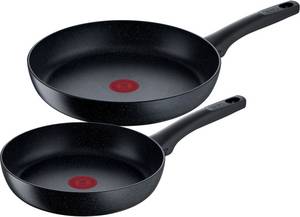 Tefal Pfannen-Set »G28191 Black Stone«, Aluminium, (Set, 2 tlg.), Antihaftversiegelung, Thermo-Signal Temperaturanzeiger, hergestellt in Frankreich, 24/28 cm 