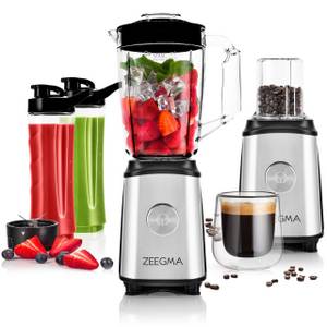 ZEEGMA Standmixer VITAMINE, 1050 W, 1L Krug Kaffeemühle Edelstahl 2x Sportwasserflasche *ICE-CRUSHER* 