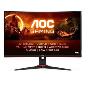  AOC Gaming CQ27G2SE - 27 Zoll QHD Curved Monitor, FreeSync Premium (2560x1440, 165 Hz, HDMI 1.4, DisplayPort 1.2) schwarz-rot 