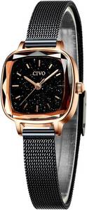 Civo Kratzfestes Mineralglas Watch, mit Diamantimitationen,Langlebigem Quarzwerk und Hochwertiger Batterie 