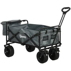 Outsunny Bollerwagen mit Kühltasche grau 113L x 57B x 77-100H cm 